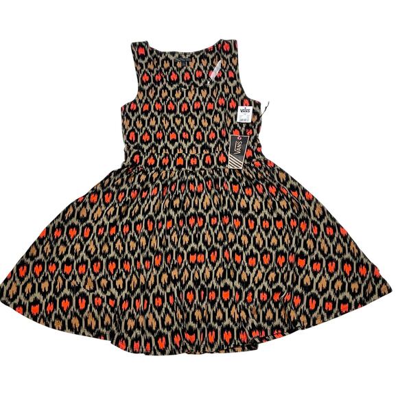 Vans Halter Top Floral Dress Junior Large Wild Leopard Print Full Skirt New Tags - Picture 1 of 5